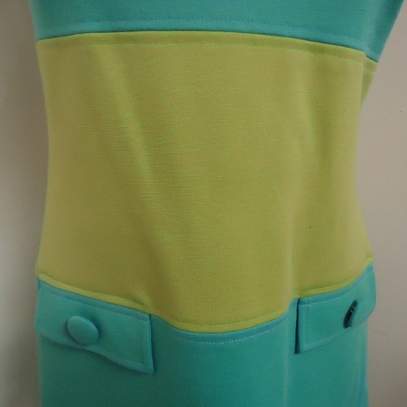 Just Taylor Size 4 Turquoise and Green Cowl Neck Mini Dress - Picture 3 of 9